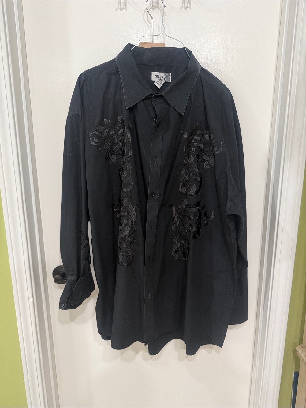 Empra Black Embroidered Long-Sleeve Men's Shirt